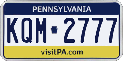 PA license plate KQM2777