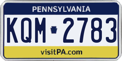 PA license plate KQM2783