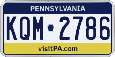 PA license plate KQM2786