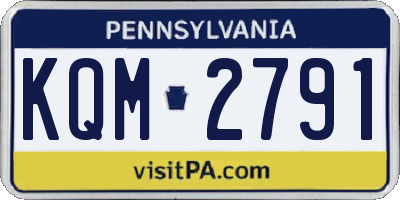 PA license plate KQM2791