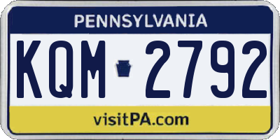 PA license plate KQM2792