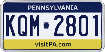 PA license plate KQM2801
