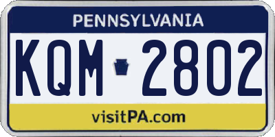 PA license plate KQM2802