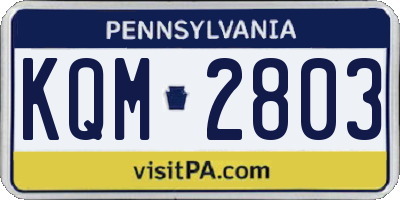 PA license plate KQM2803
