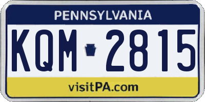 PA license plate KQM2815