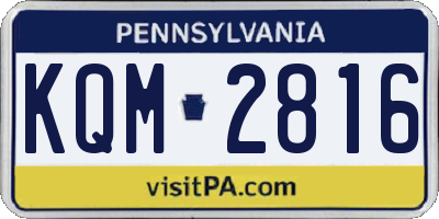 PA license plate KQM2816