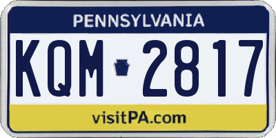 PA license plate KQM2817
