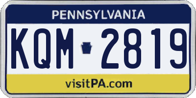 PA license plate KQM2819