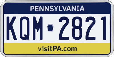 PA license plate KQM2821