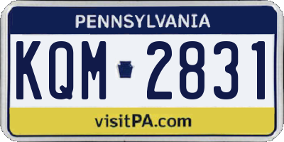 PA license plate KQM2831