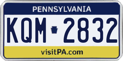 PA license plate KQM2832