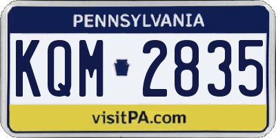 PA license plate KQM2835