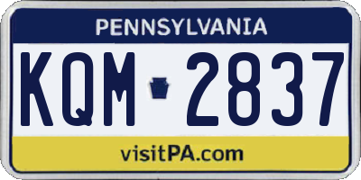 PA license plate KQM2837