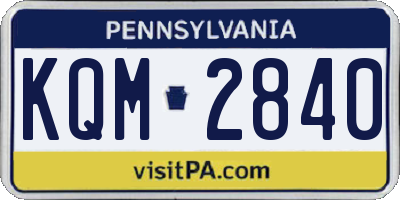 PA license plate KQM2840
