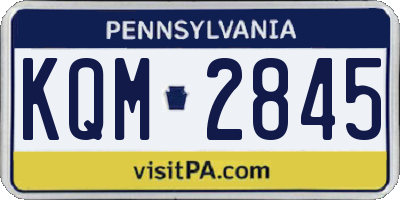 PA license plate KQM2845