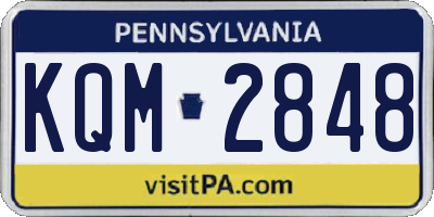 PA license plate KQM2848