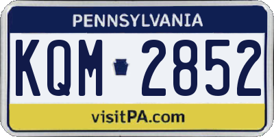 PA license plate KQM2852