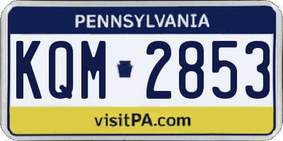 PA license plate KQM2853