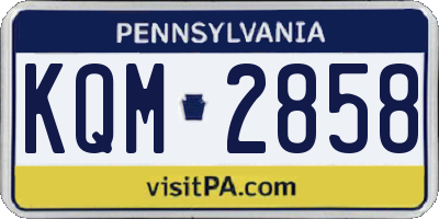PA license plate KQM2858