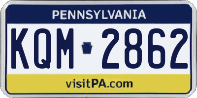 PA license plate KQM2862