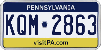 PA license plate KQM2863