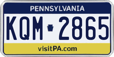 PA license plate KQM2865