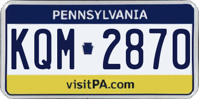 PA license plate KQM2870
