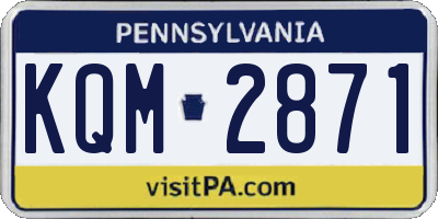 PA license plate KQM2871