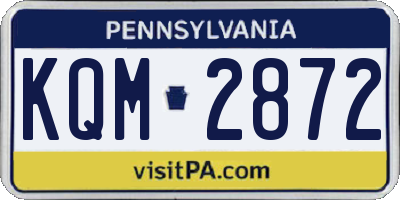 PA license plate KQM2872
