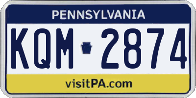 PA license plate KQM2874