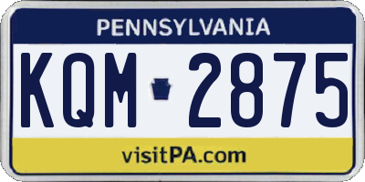 PA license plate KQM2875