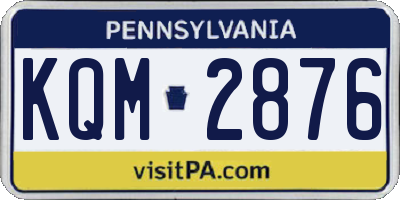 PA license plate KQM2876