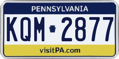 PA license plate KQM2877
