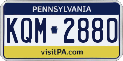 PA license plate KQM2880