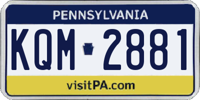 PA license plate KQM2881
