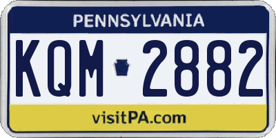 PA license plate KQM2882