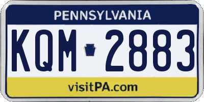 PA license plate KQM2883