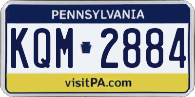 PA license plate KQM2884