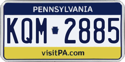 PA license plate KQM2885