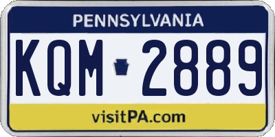 PA license plate KQM2889