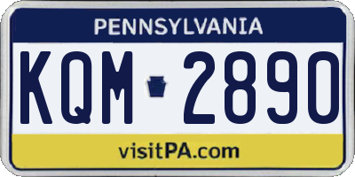 PA license plate KQM2890
