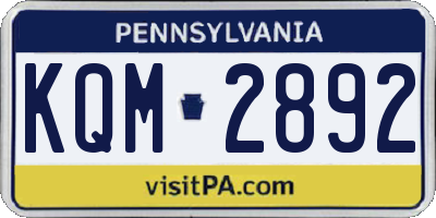 PA license plate KQM2892