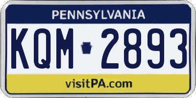 PA license plate KQM2893
