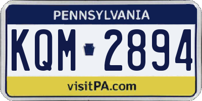 PA license plate KQM2894