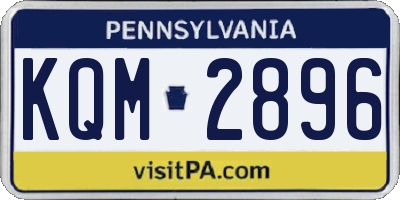 PA license plate KQM2896