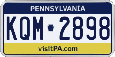 PA license plate KQM2898