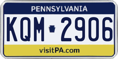 PA license plate KQM2906