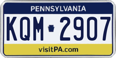 PA license plate KQM2907