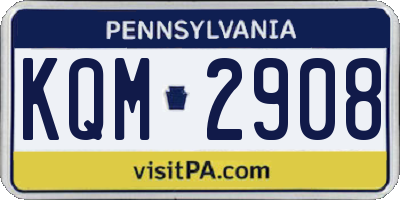 PA license plate KQM2908