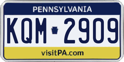 PA license plate KQM2909